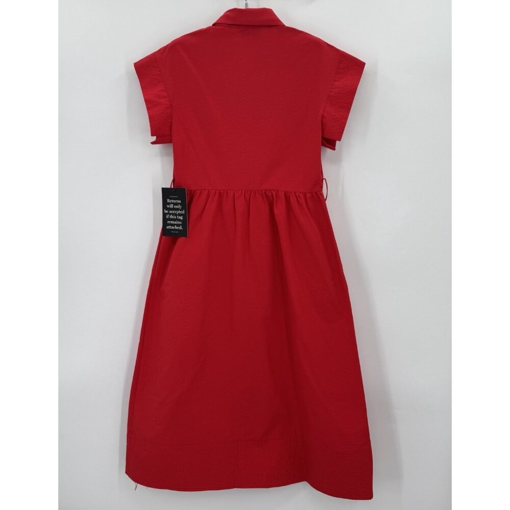 Tuckernuck Red Chloe Midi Dress sz M A-Line Collared Button Down **NO BELT** - Picture 9 of 9